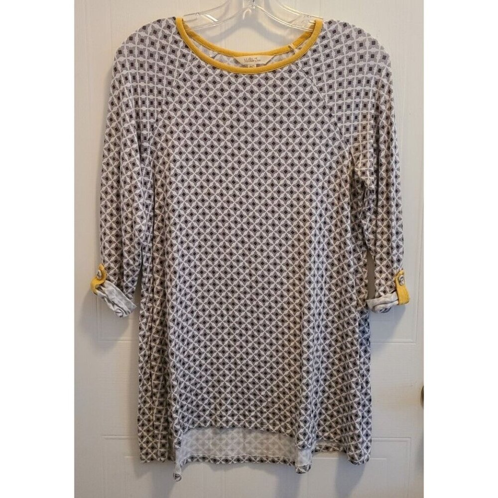 Matilda Jane Women's Make Believe Starstruck Raglan Roll‎ Tab Sleeve Tunic Top S